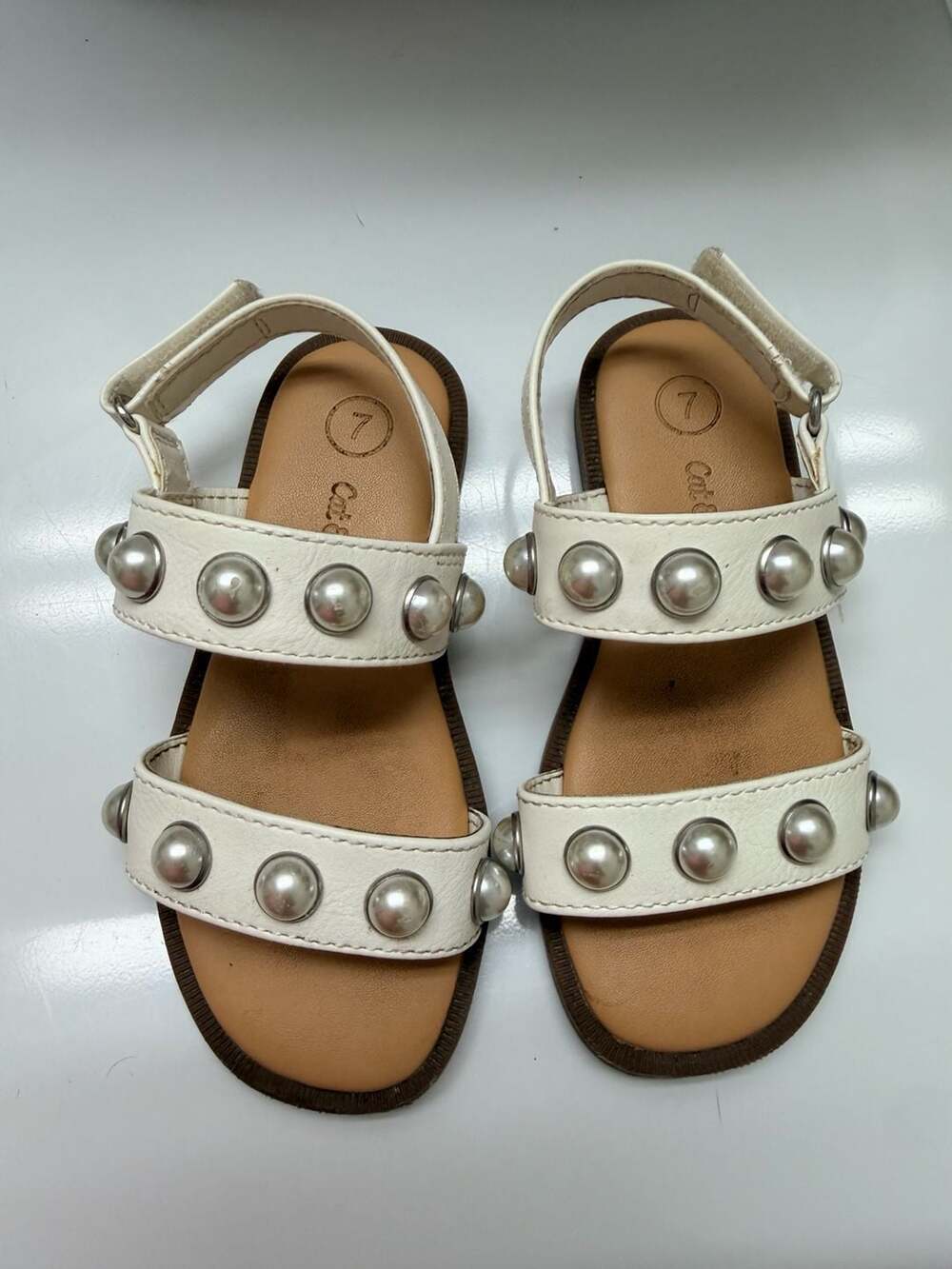 Cat & Jack Selene Pearl Sandals White Size 7